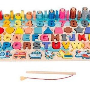 Montessori Jogo Educacional Tabuleiro Letras Números Figuras