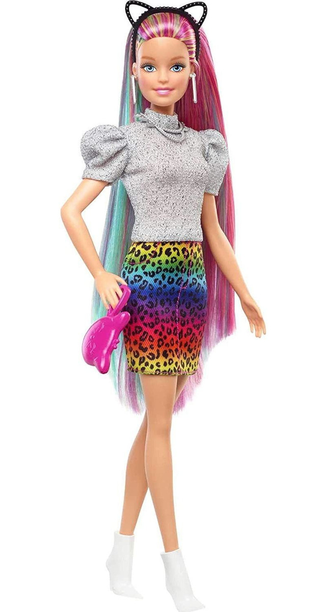 Boneca Barbie Rainbow Leopard Com Cabelo Que Muda De Cor - Imagem 5