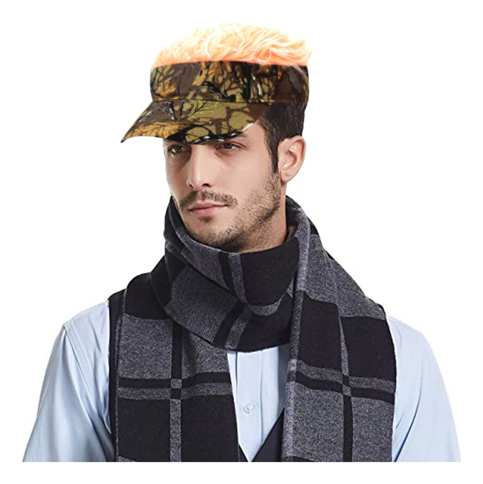 Boné De Peruca Com Peruca De Cabelo De Camufla Falsa Base Só - Imagem 12