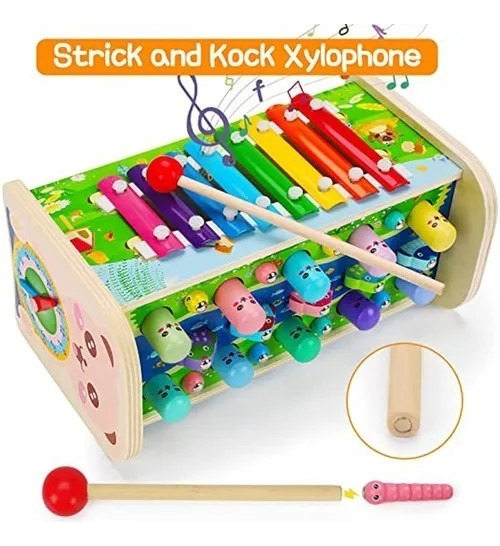 7 Em 1 Brinquedo Educativo De Xilofone De Madeira Montessori - Imagem 3