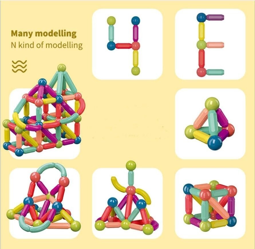 Magnetic Stick Building Blocks Jogo Ímãs Conjunto Infantil - Imagem 4
