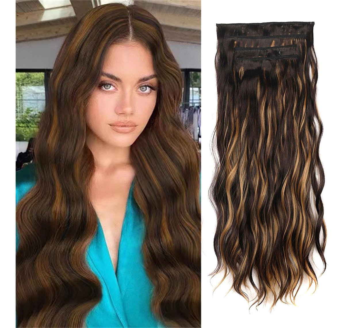 Peruca Feminina, Cabelo Comprido Encaracolado, Ondulado De Á - Imagem 12