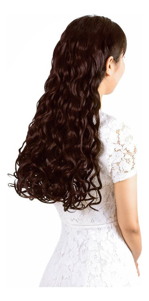 Cabelo Humano Peruca Aplique Tic Tac 55 Cm - Marrom Chocolat - Imagem 2