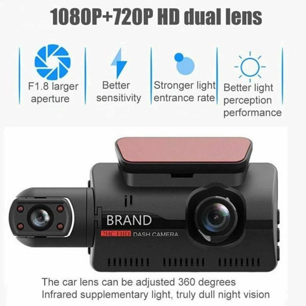 1080p Dash Cam Frente E Cabine Dupla Lente+cartão De Memória - Imagem 4