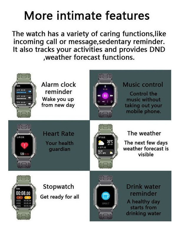 Smartwatch Masculino Para Esportes Militares Táticos - Imagem 8