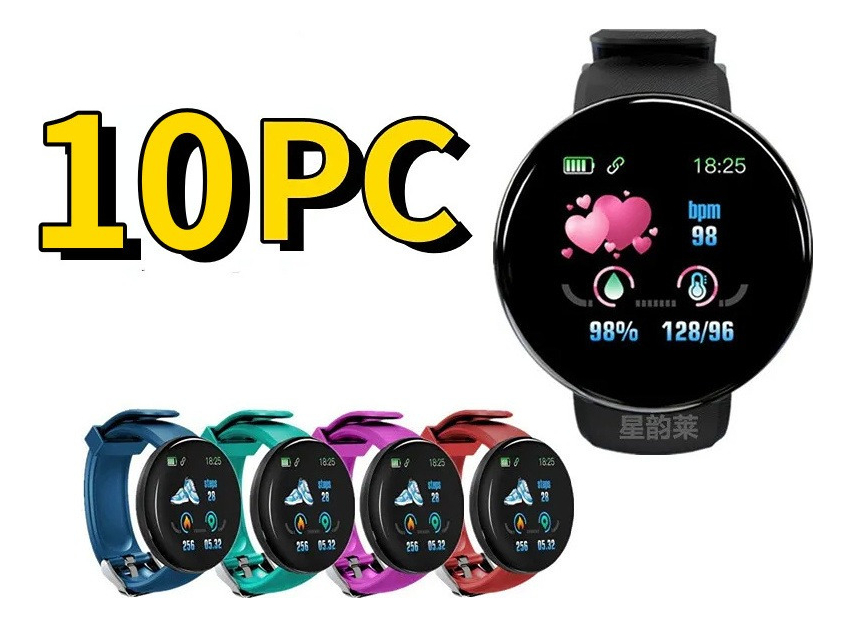 10 Smartwatches Atacado Relógios Tela Redonda Fornecedor D18 - Imagem 2