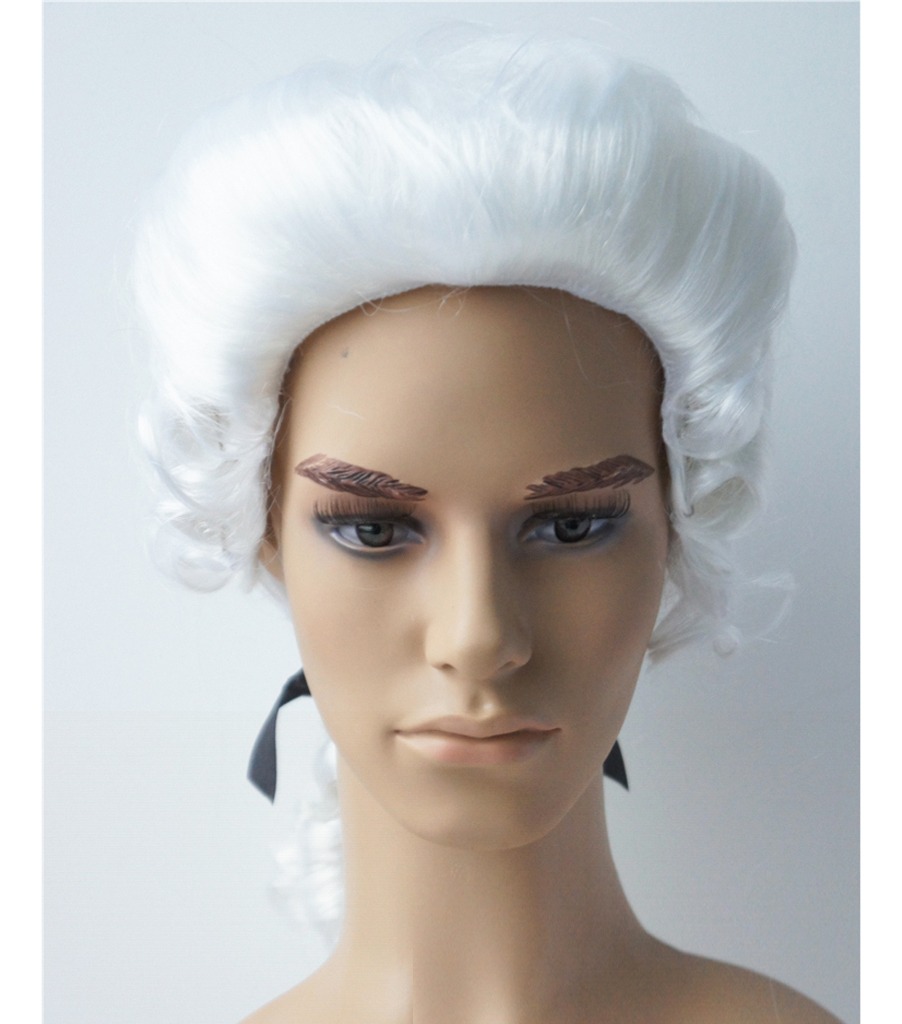 Peruca Colonial Masculina Branca Barroca Cabelo Para Festa - Imagem 7