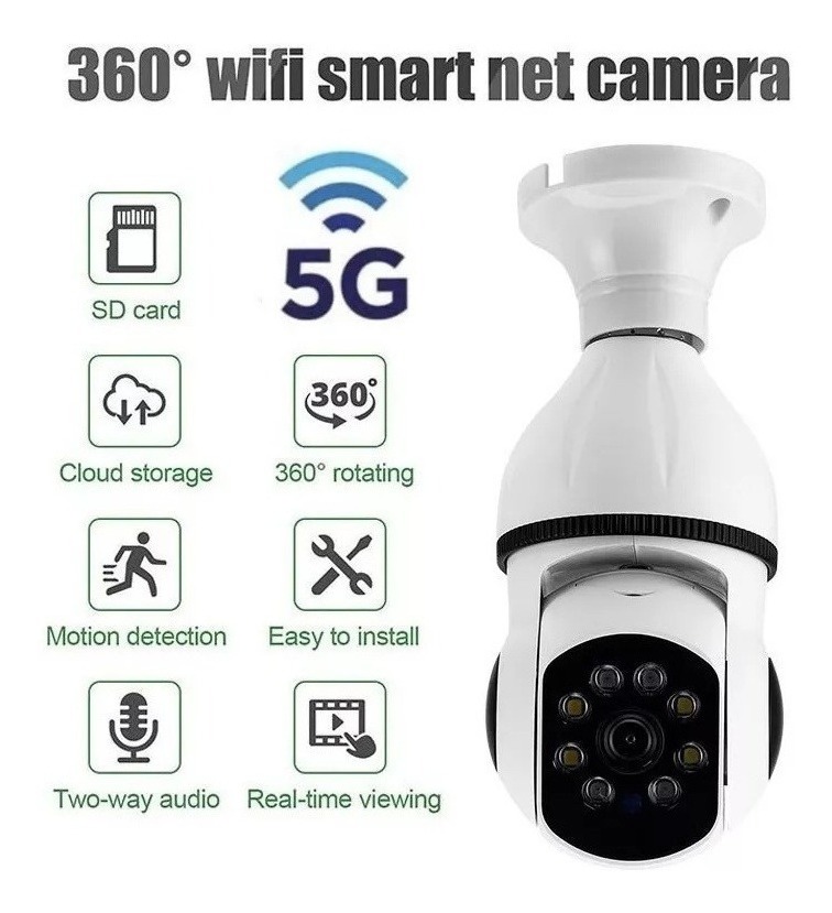 5g Inteligente Wifi E27 Câmeranicevigilância De Audio Ylt004