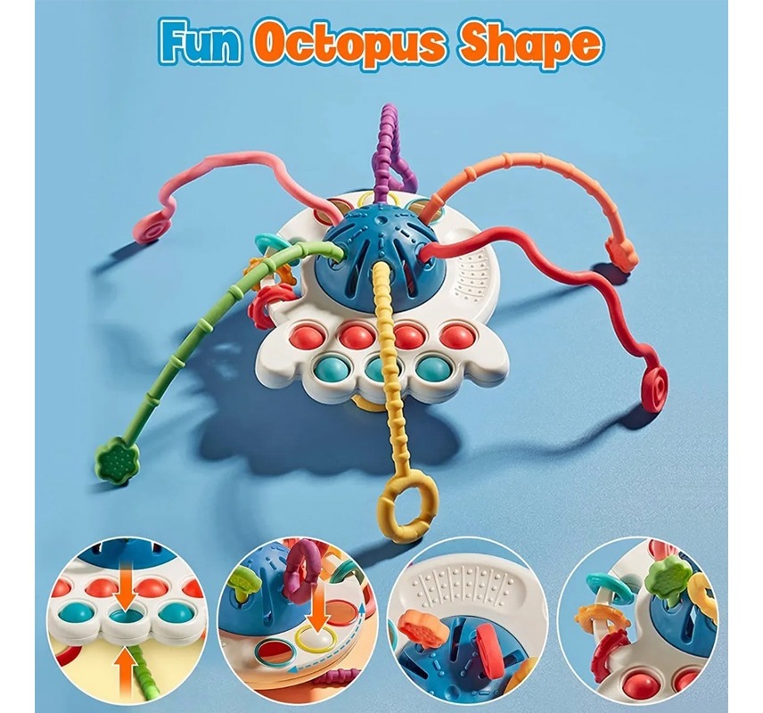 Brinquedo Sensorial De Bebê 4 Em 1 Com Cordão - Imagem 13