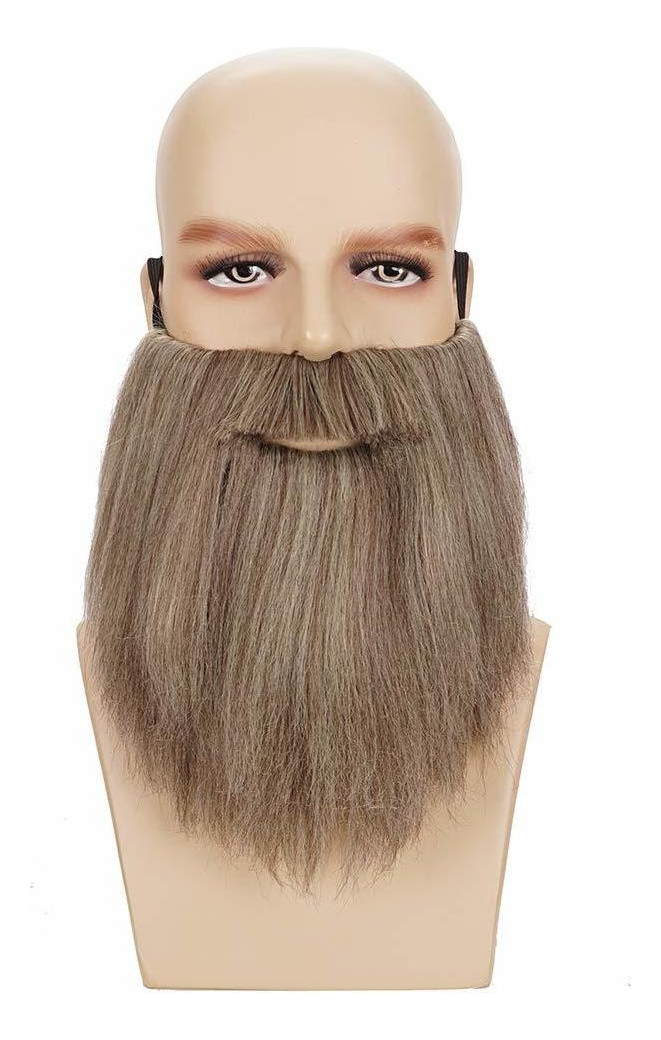 Peruca De Barba Dourada Longa Encaracolada Masculina Cosplay - Imagem 5