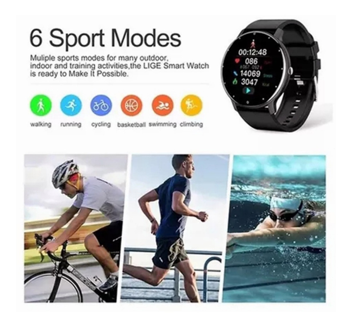 Smartwatch Zl02d Para Xiaomi Huawei - Imagem 22