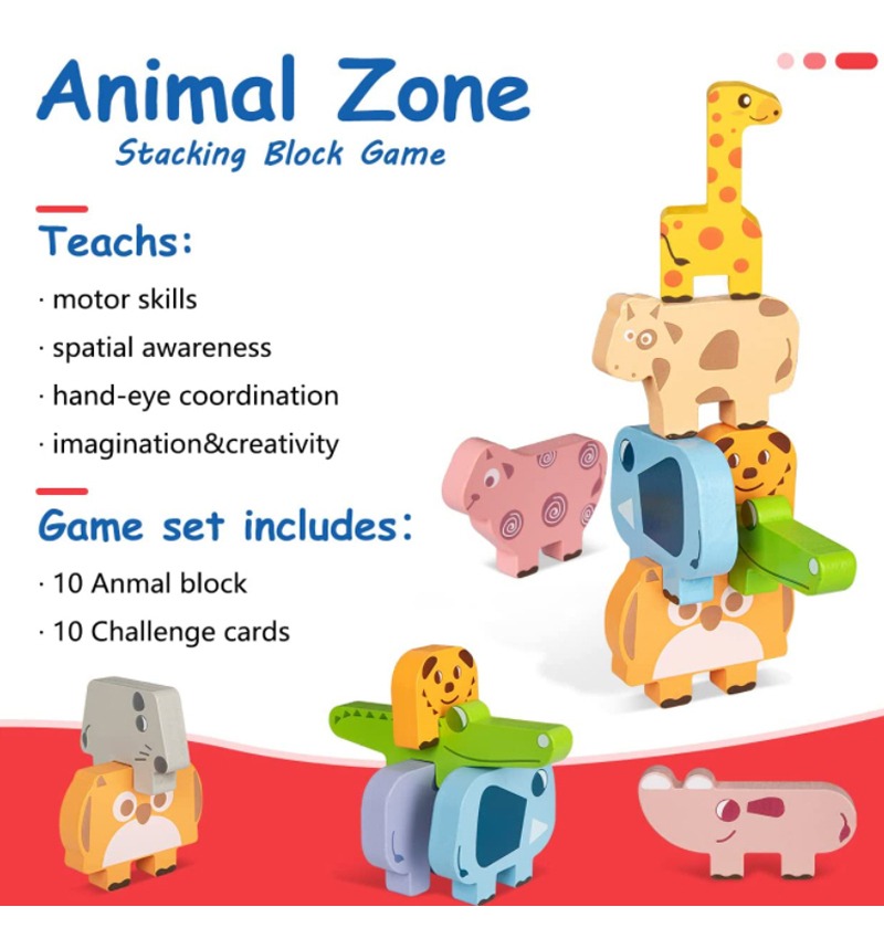 Blocos De Jogos Para Animais Empilhados Montessori De Alto E - Imagem 7