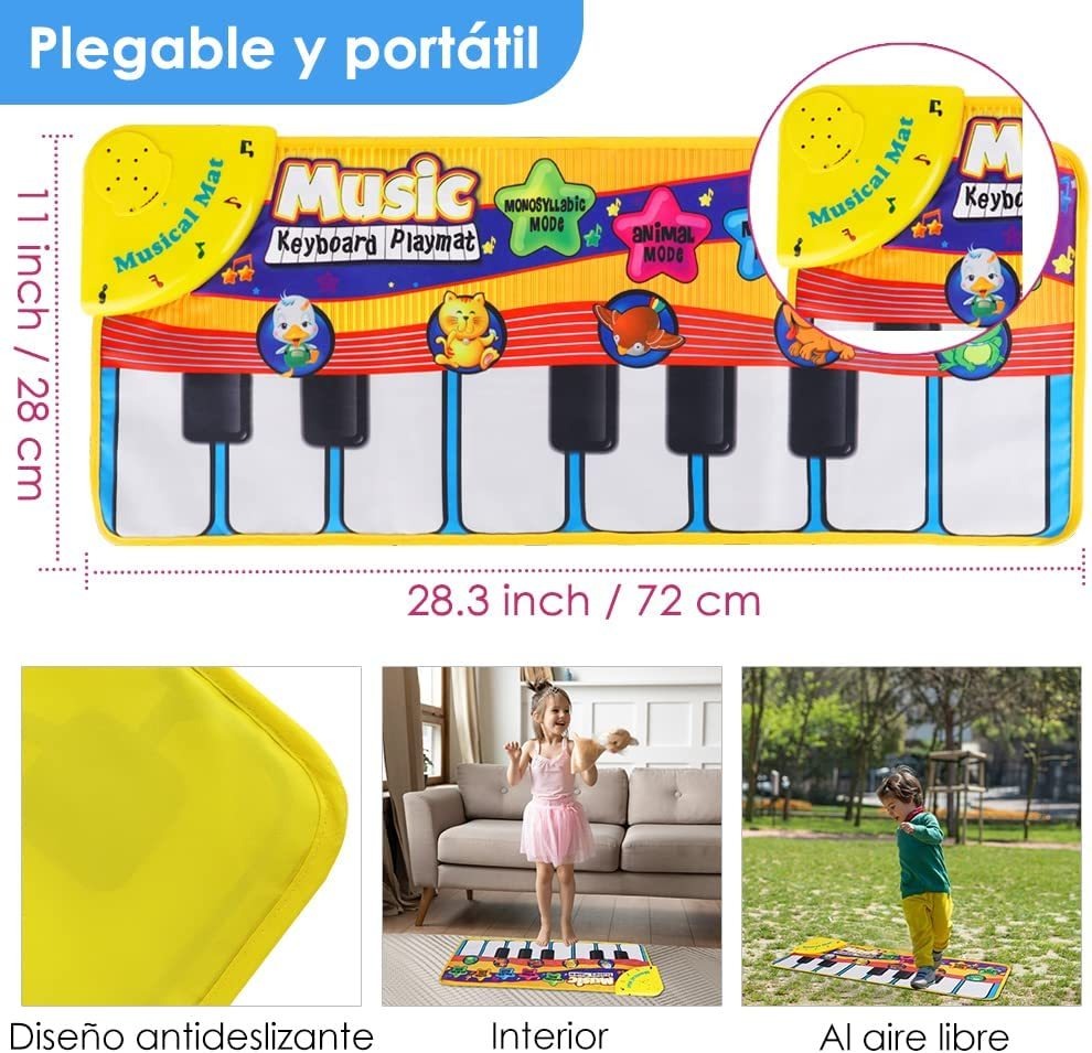 Tapete Instrumento Musical Infantil Tapete Dança Piano 110cm - Imagem 11