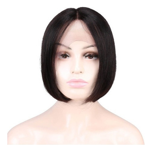 Peruca Cabelo Humano Curto Bob Suave 25-28cm #1b - Imagem 2