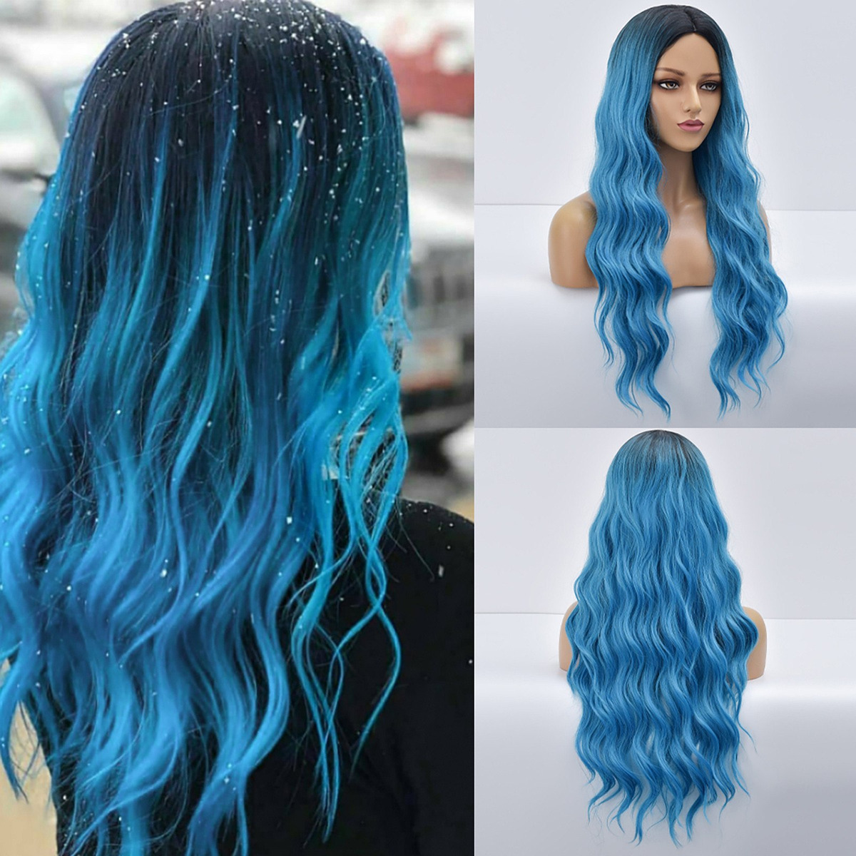 Peruca De Seda De Alta Temperatura De Cabelo Encaracolado Lo - Imagem 2