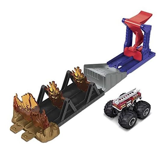 Conjunto De Brinquedos Hot Wheels Monster Trucks Fogo Atravé
