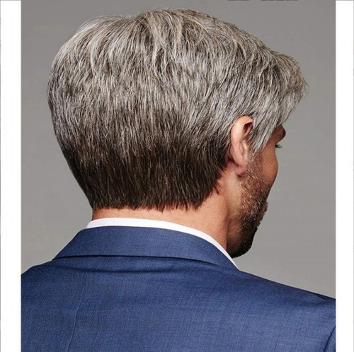 Peruca Masculina Curta, Reta, Gradiente, Cinza - Imagem 5