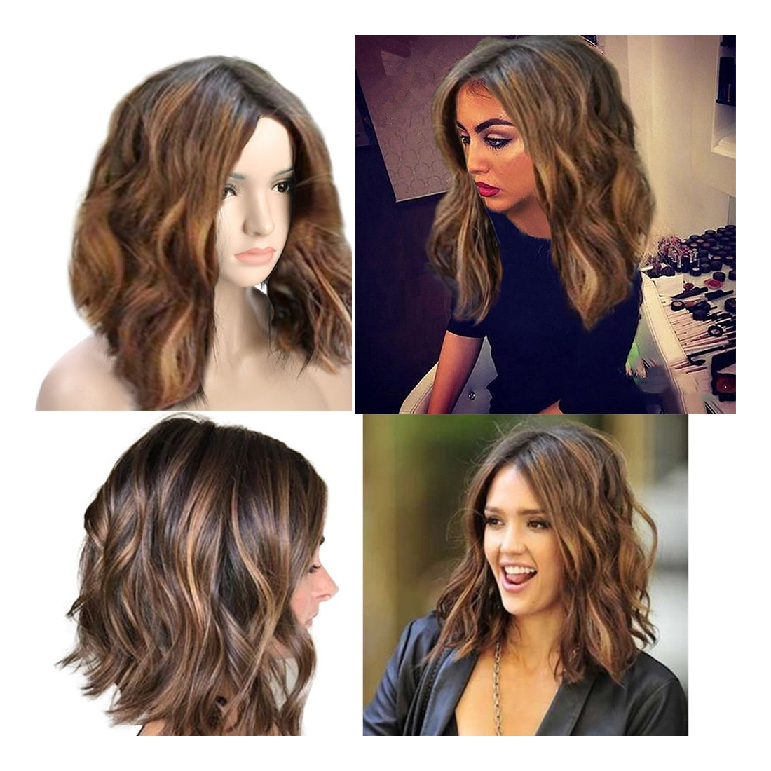 Perucas K Curto Ondulado Bobo Cabelo Humano Rose Net Wigs Gl - Imagem 2
