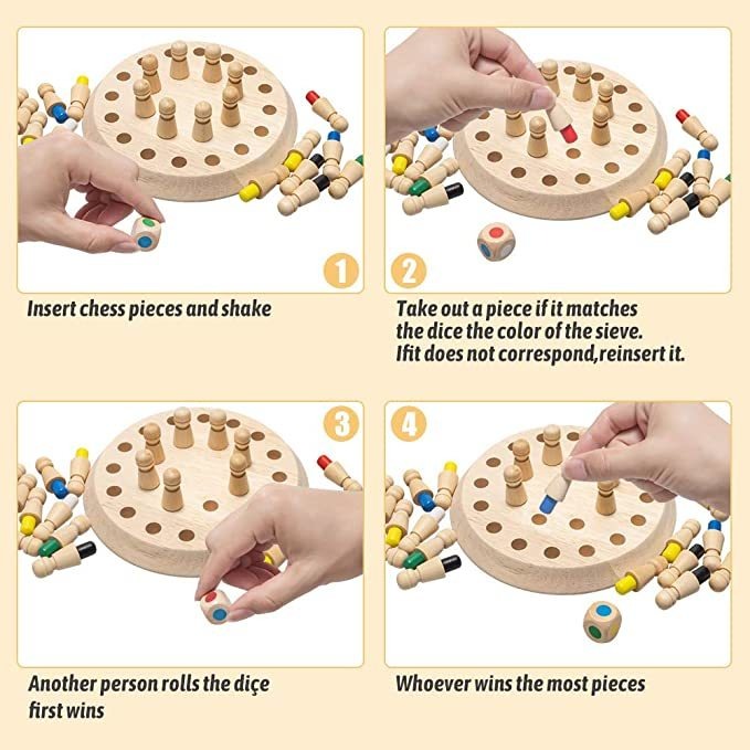 Jogo De Memória De Xadrez De Cor De Madeira Para Crianças - Imagem 6