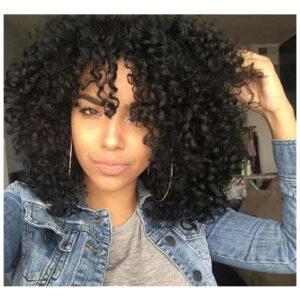 Peruca De Renda Afro Encaracolada Feminina Natural Com Cacho