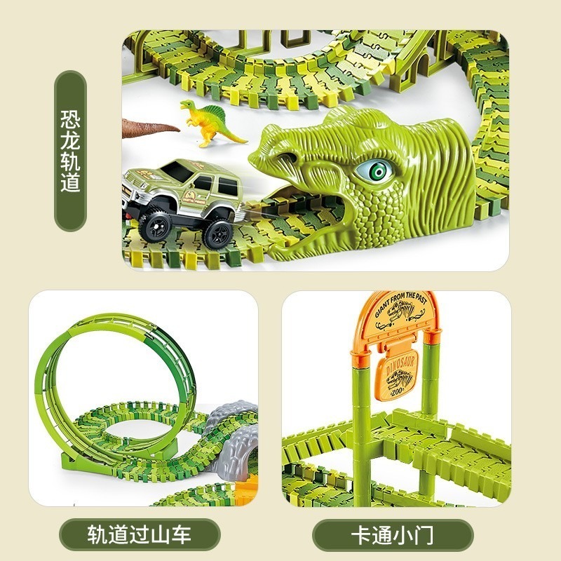 Kit 320 Pista De Carrinhos De Brinquedo Infantil Dinossauro - Imagem 4
