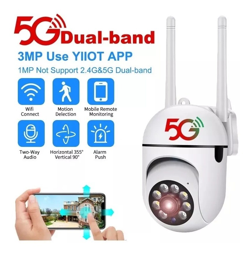 5g Hd 1080p Câmera Externa Wifi Ip Ptz Infravermelho 360º Qw