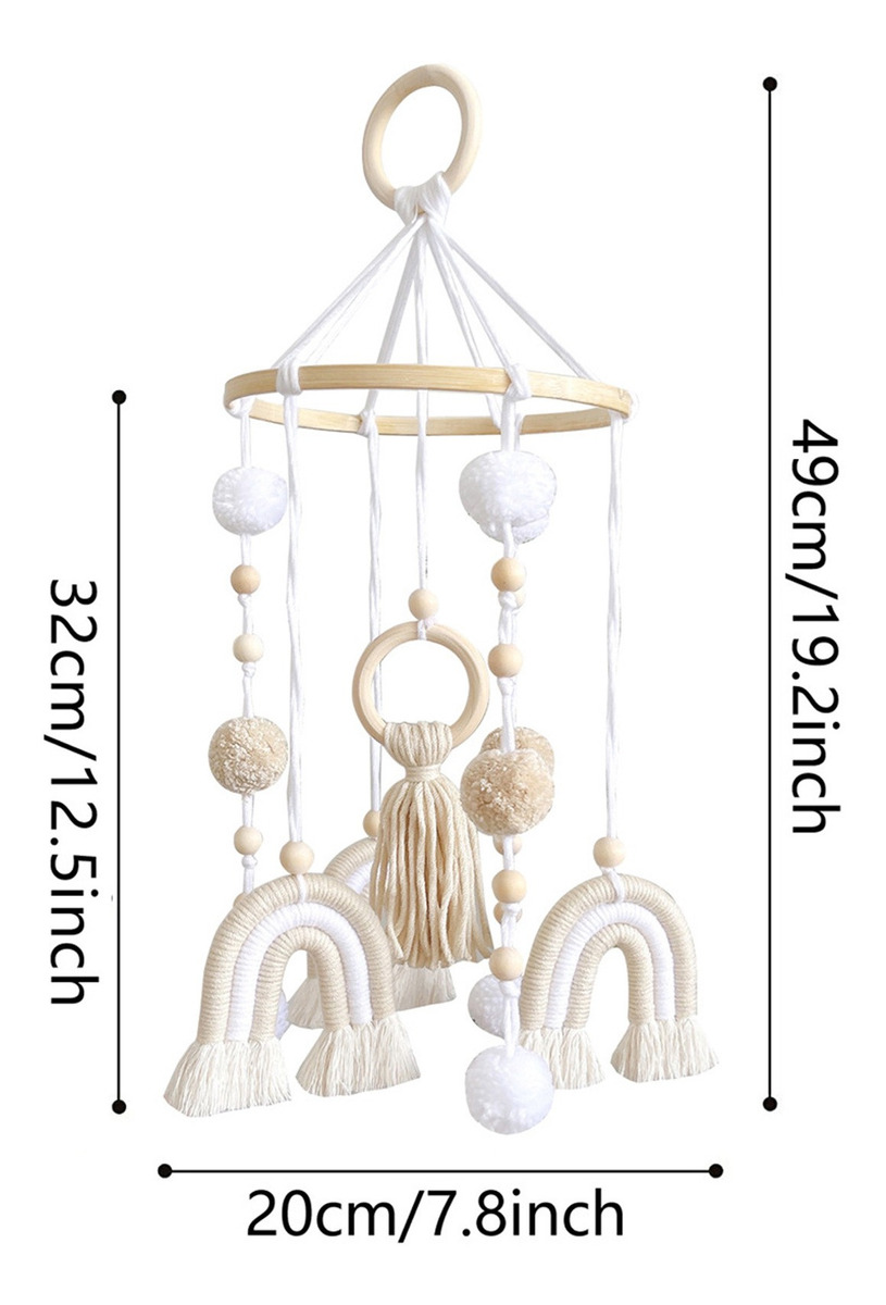 Cama De Bebê Móvel De Madeira Rainbow Mobile Baby Wind Chime - Imagem 3