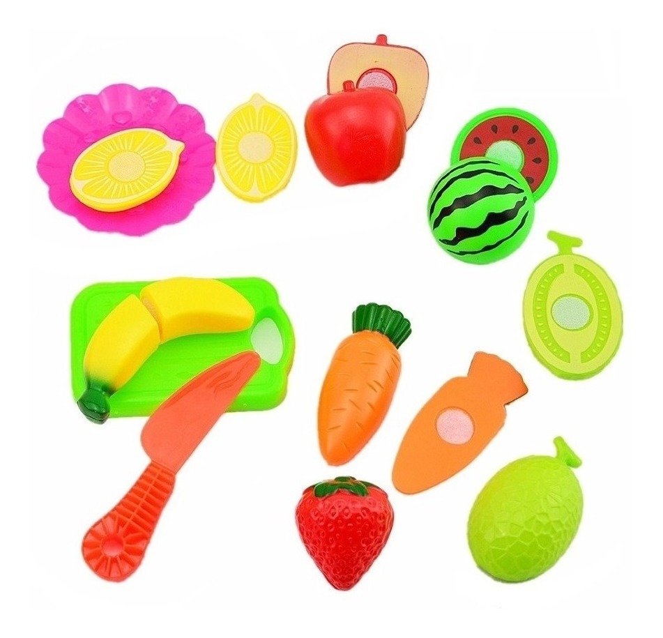 kit De Comidinha De Brinquedo Infantil Com Velcro Para Cortar Frutas e  Legumes, Jogo De Educativo Alimentos Reutilizáveis Cozinha