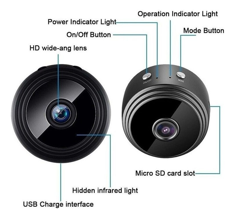 Mini Micro Câmera Monitoramento Espia Segurança Hd Wireless - Imagem 8