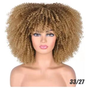 Cabelo Sintético Mulheres Perucas Afro Franjas Encaracolado