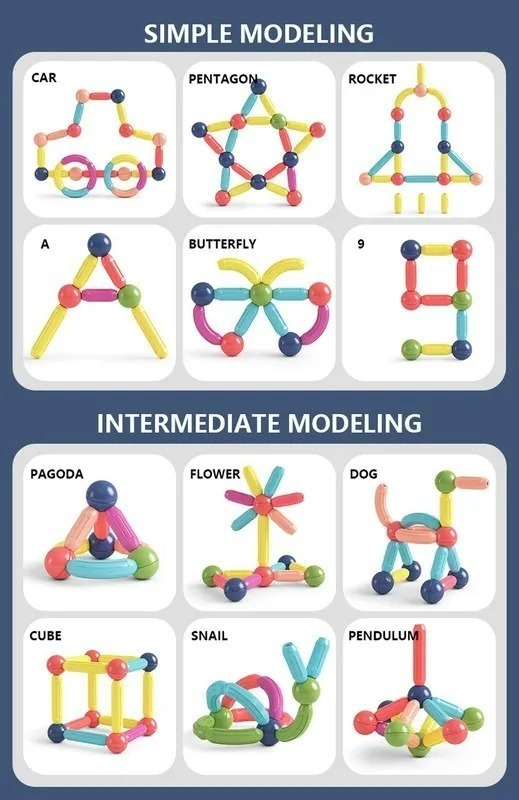 200 Peças Blocos Magnéticos Super Imã Brinquedo Educativo - Imagem 9