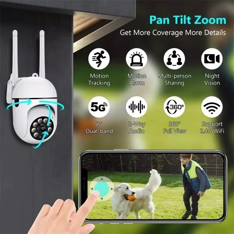 5g Hd 1080p Câmera Externa Wifi Ip Ptz Infravermelho 360ºnic - Imagem 4