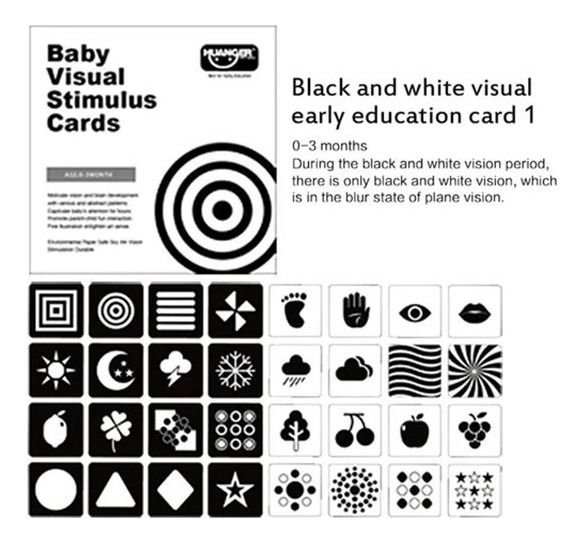 Cartão De Treinamento Visual De Cor Preto E Branco Brinquedo - Imagem 5