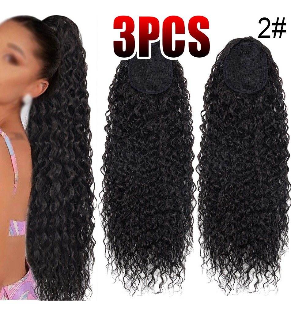 3pcs Wig 60cm Peruca Longa Cacheada De Cabeça Africana