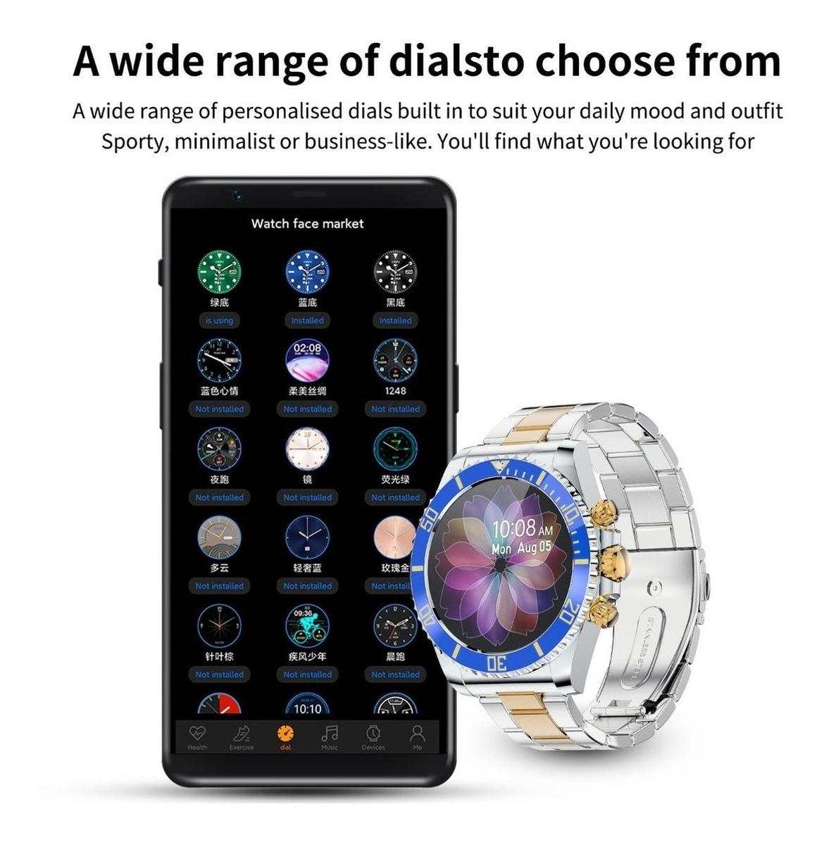 Rollstimi Man Relógios Inteligentes Mulheres Waterproos Blue - Imagem 55