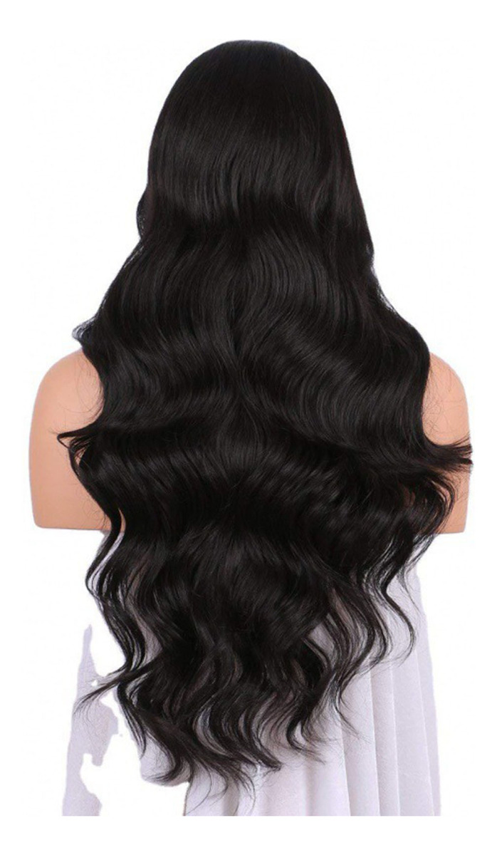 Peruca Preta De Cabelo Encaracolado Comprido Com Rede De Cab - Imagem 8