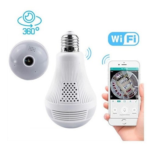 Lâmpada Espiã Câmera Ip 360° Hd Led Wifi Icsee