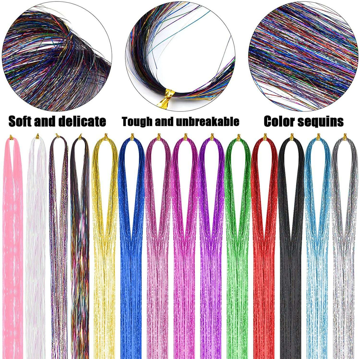 Cabo De Extensão De Cabelo De 14 Cores 94cm, Kit De Peruca - - Imagem 3
