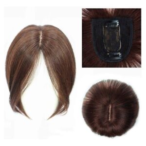 Aplique Cabelo Humano Topper Frontal Cast Escuro Franja Wig