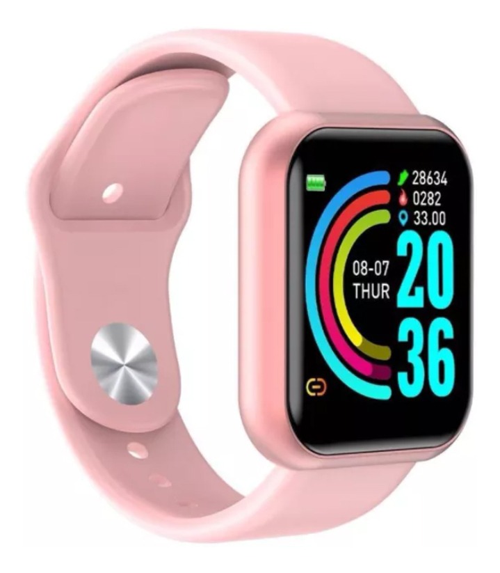 Y68 À Prova D' Água Rosa Digital Smartwatch Mulh