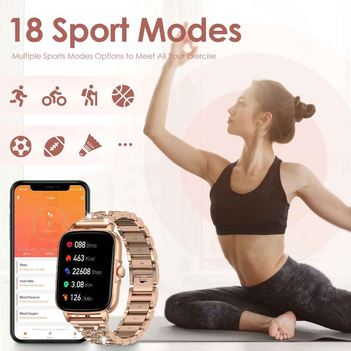 Smartwatch Para Mulheres Com Chamada Bluetooth - Imagem 6
