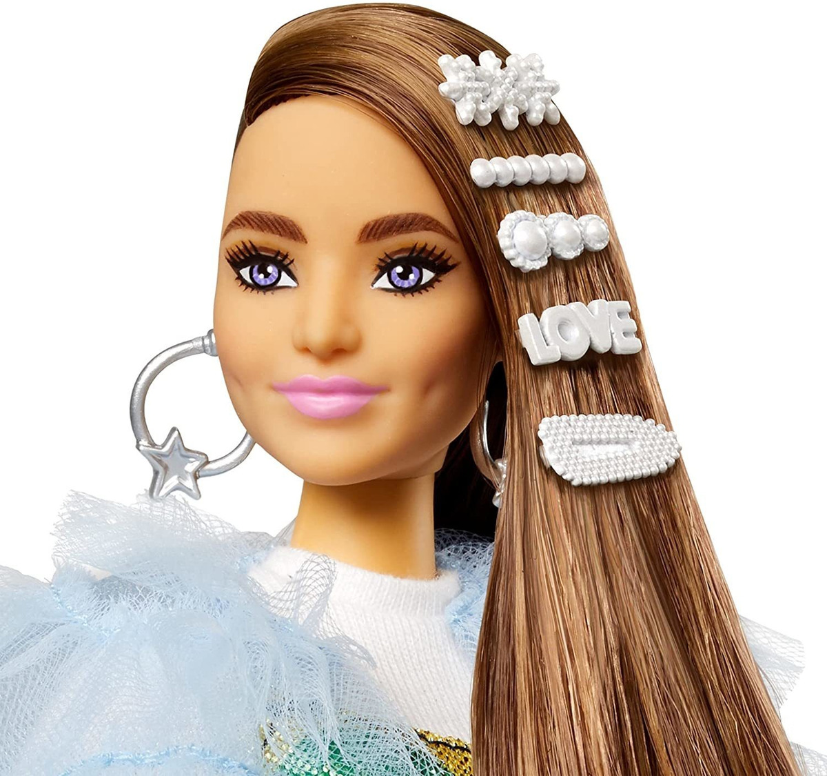 Boneca Barbie Extra 9 Em Jaqueta De Babados Azuis Com - Imagem 4