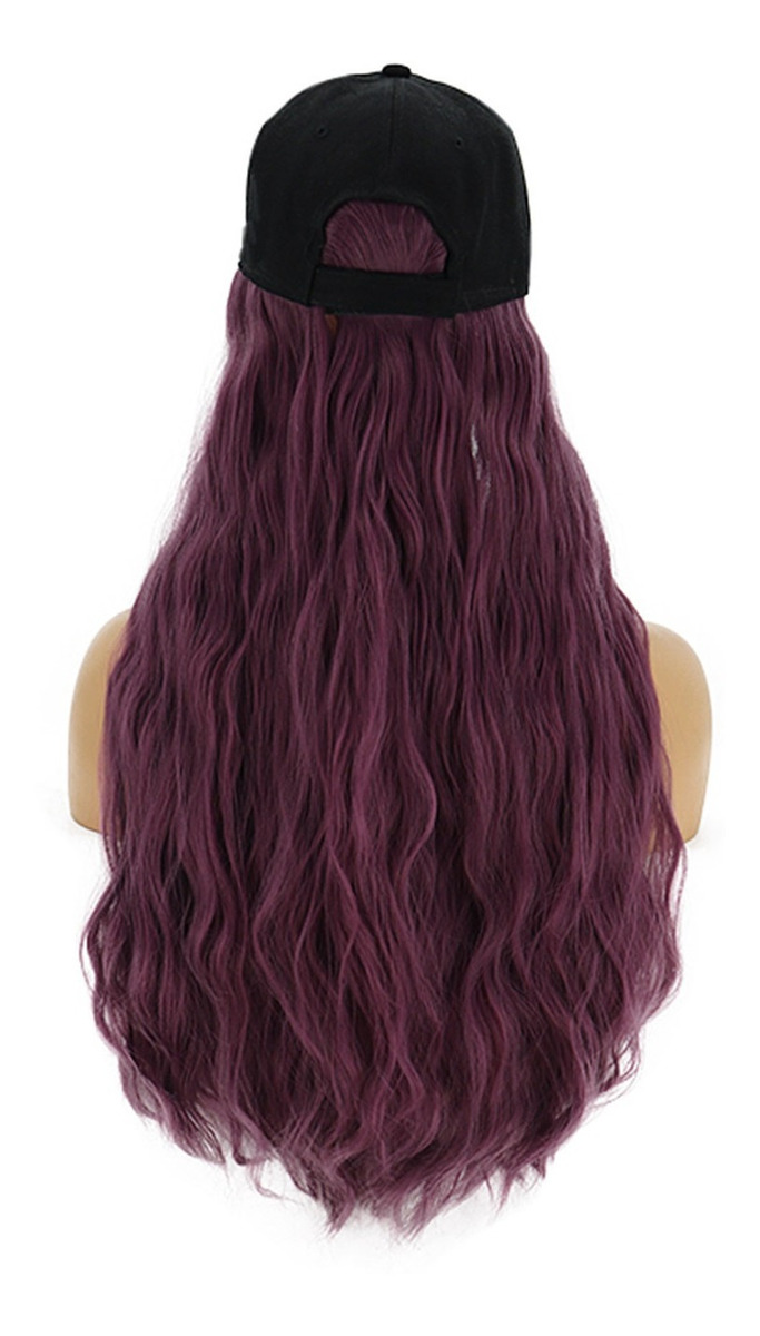 Peruca Multicolor Corn Perm, Peruca De Cabelo Comprido, Boné - Imagem 13