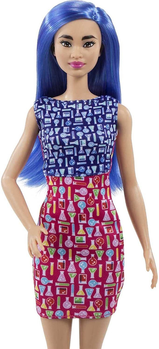 Boneca Barbie Cientista 12 Polegadas Cabelo Azul Vestido - Imagem 5