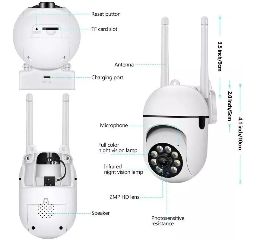 5g Hd 1080p Câmera Externa Wifi Ip Ptz Infravermelho Read - Imagem 8