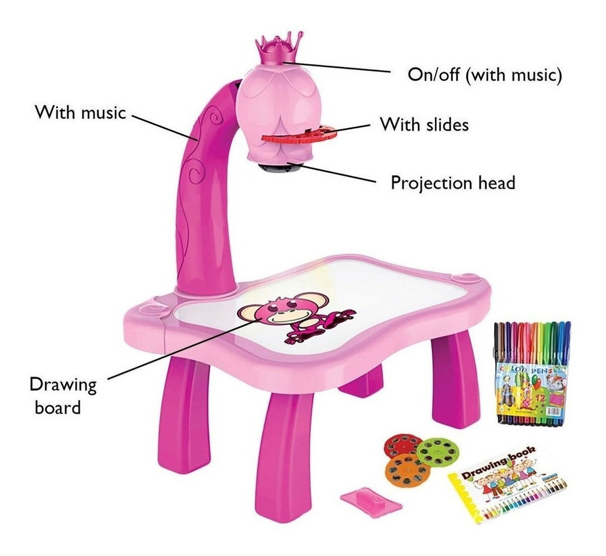 Mesa Projetor De Disenho Da Criança Com Luz E Música - Imagem 4