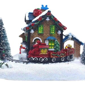 Casa De Natal Aldeia Artesanato Acende Led Neve Miniatura