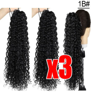 3pcs 60cm Curvado Rabo Peruca Fibra Longa Peruca Encaracolad