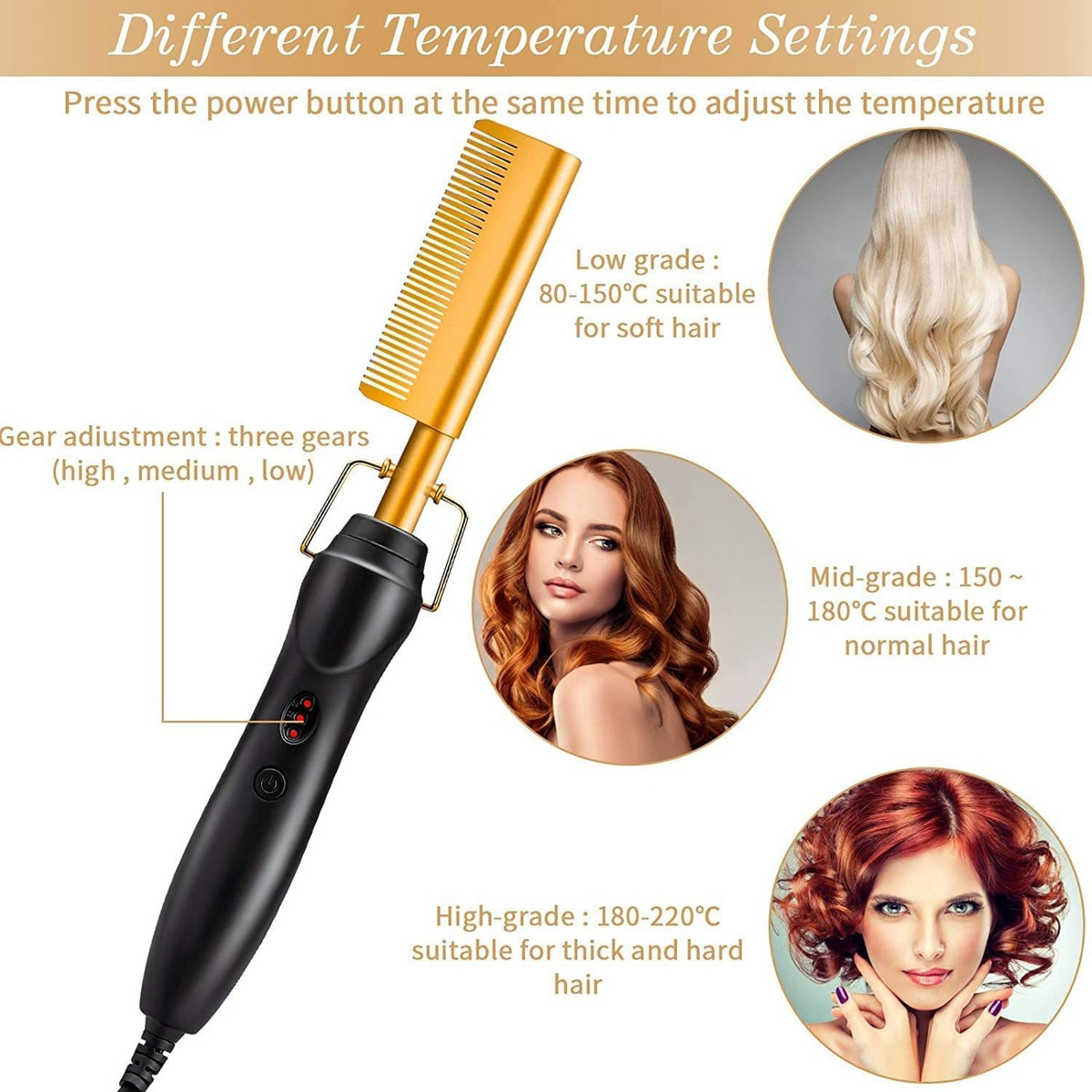 Alisador De Cabelo Elétrico Hot Comb 2 Em 1 - Imagem 3