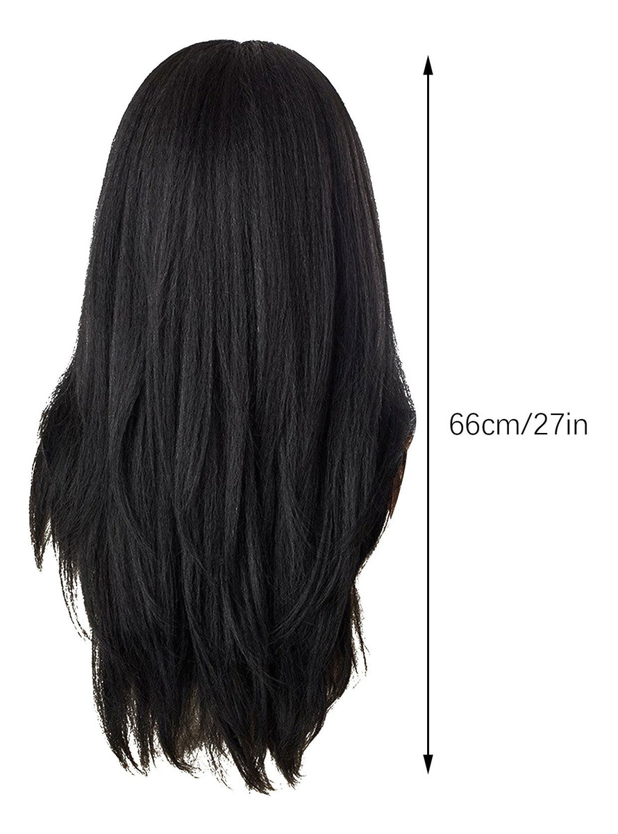 Peruca, Cabelo Médio, Cabelo Liso, Feminino, Preto, Gradient - Imagem 3
